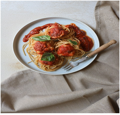 Falafel Balls With Spaghetti And Tomato Sauce