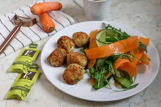 Cucumber Carrot Salad with Haddock Patties